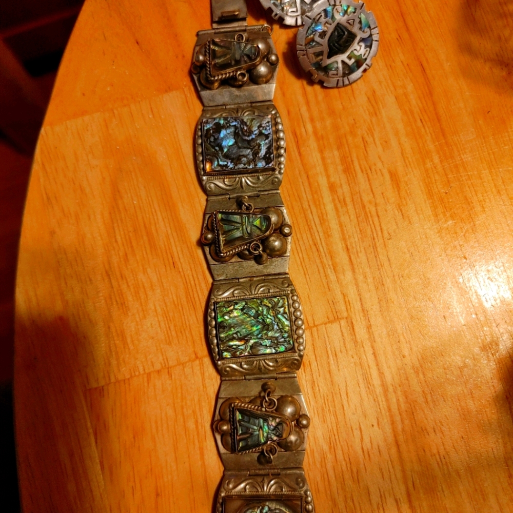 Taxco sterling silver panel bracelet